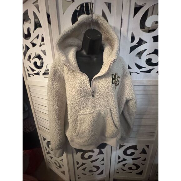Boston Bruins WEAR by Erin Andrews Women's Sherpa Quarter-Zip Hoodie - Cream xl - Picture 6 of 7
